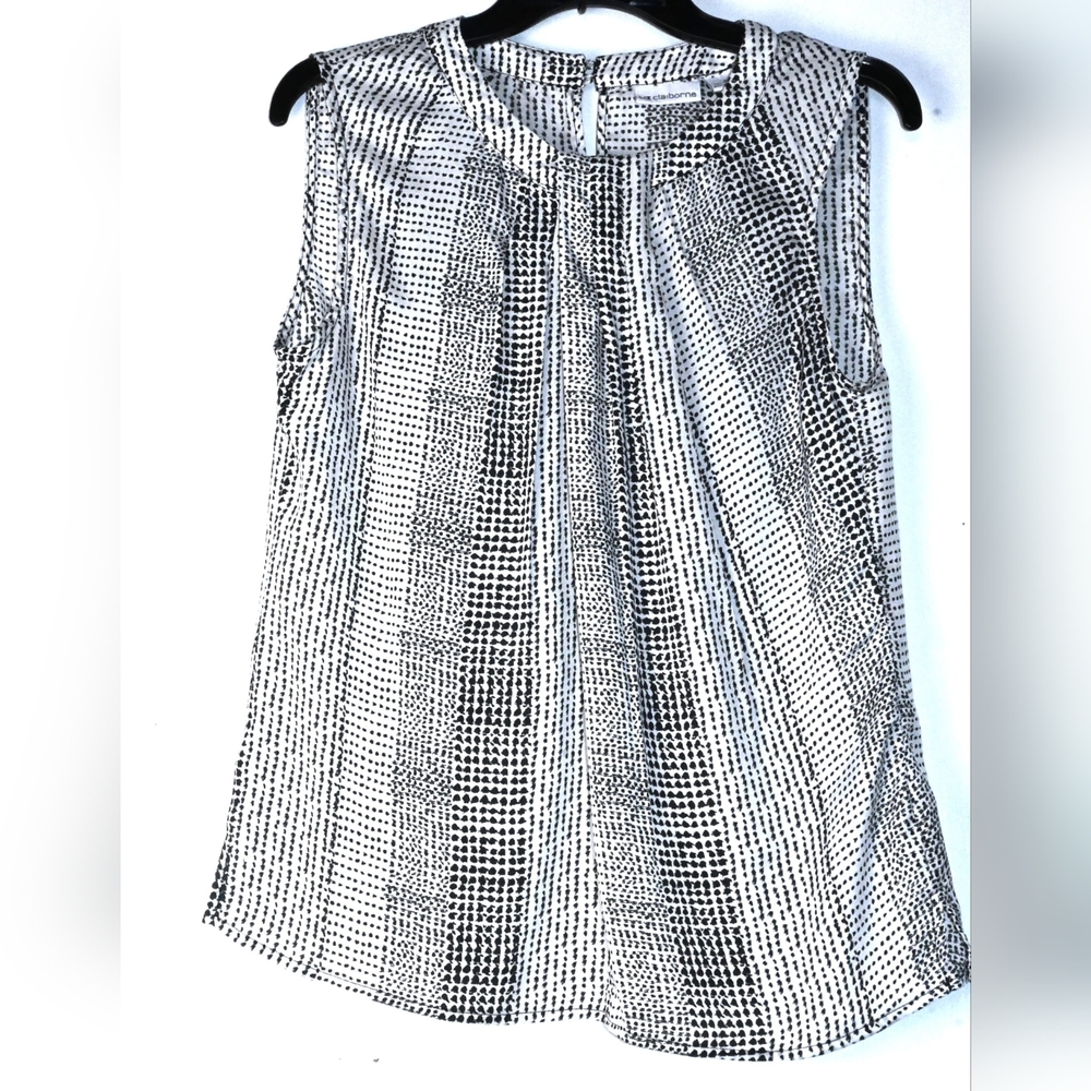 LIZ CLAIRBORNE 726133 womens Blouse size M Black and White Sleeveless